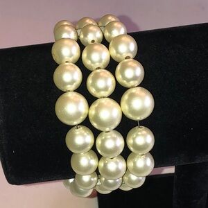 Ivory Faux Pearl Beaded Boho Wrap Bracelet